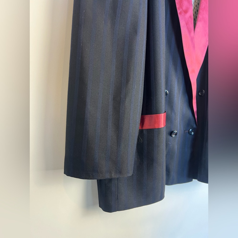 Vintage 80s “After Eights” Double Breasted‎ Striped Evening Jacket Britain - Picture 4 of 16